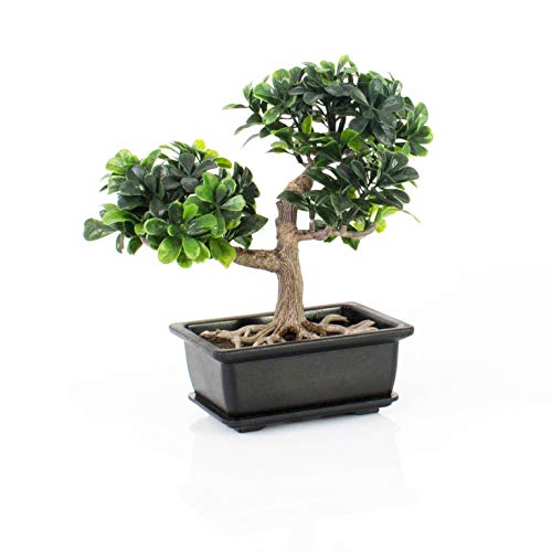 Bonsái artificial en maceta decorativa, 20 cm - Bonsái decorativo / Bonsai de plástico - artplants