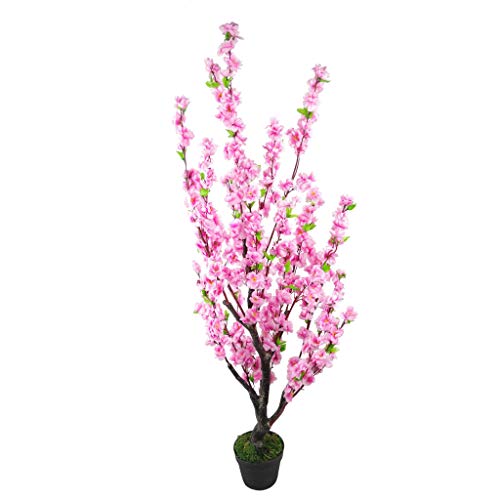 Leaf Design UK - Flores Artificiales realistas de Seda en Maceta (120 cm), Color Rosa