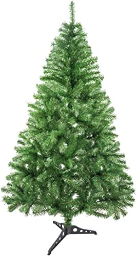 Solagua Árbol de Navidad Artificial Abeto de Hoja Espumillón 120-210cm Arboles C/Soporte (Verde Brillo, 120cm 184Tips)