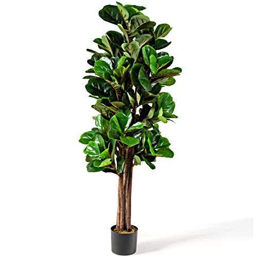 COSTWAY Árbol Artificial Altura 150cm Planta Artificial Decoración para Oficina Hogar Interior Exterior