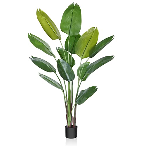 CROSOFMI Planta Artificial Ave del Paraíso 180 cm Palmera Tropical Falsa con 13 Hojas, Plantas Artificiales Maceta para Interior Exterior Casa Hogar Oficina Jardín Decoración Moderna（1 Pack）