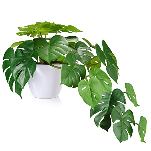 SOGUYI Plantas Artificiales 50cm Plantas Decorativas Tropical Monstera Potted Decorativas Plantas para Hogar Oficina Modernos Decoración(1 Piezas)