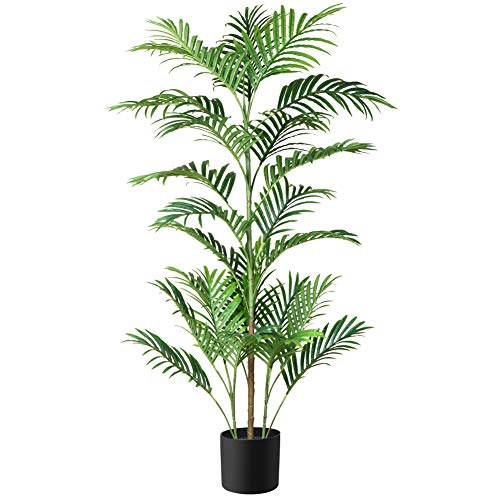 Fopamtri Planta Artificial Decorativas Palma de Areca Tropical Palmera Artificial Altura 130cm para Hogar Baño Oficina Jardín Boda Planta Falsa Decoración(1PACK)