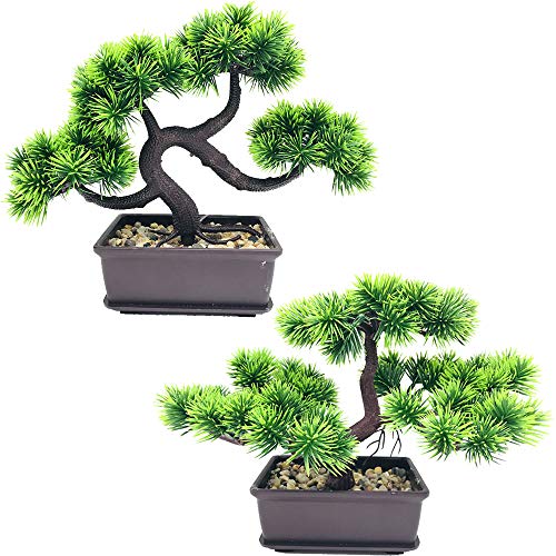 Fycooler Bonsai Artificial Decoración de Plantas Falsas Plantas Artificiales en macetas Plantas de Bonsai de Pino japonés de Altura para la decoración del hogar Pantalla de Escritorio de Jardín Zen