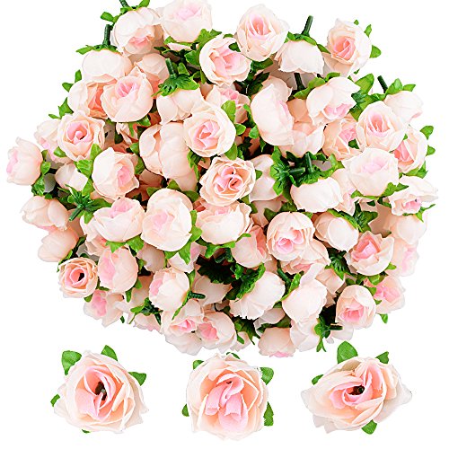 JNCH 100pcs Cabezas de Rosa Flores Rosa Artificiales en Seda para Manualidades Decoración de Boda Fiesta Hogar